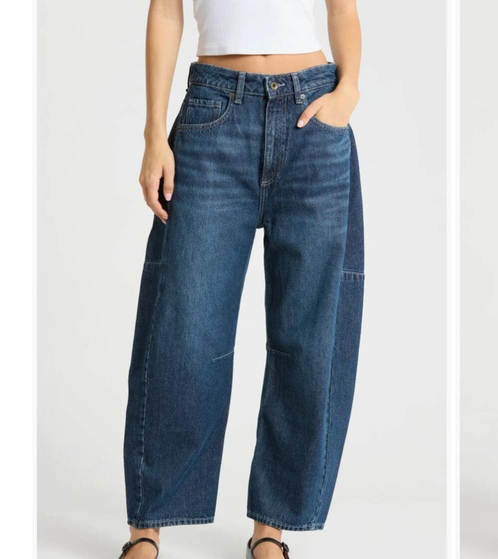 Rag & Bone Grafton Dark Wash Chase High Rise Crop Barrel Leg Jeans NWT Size 26